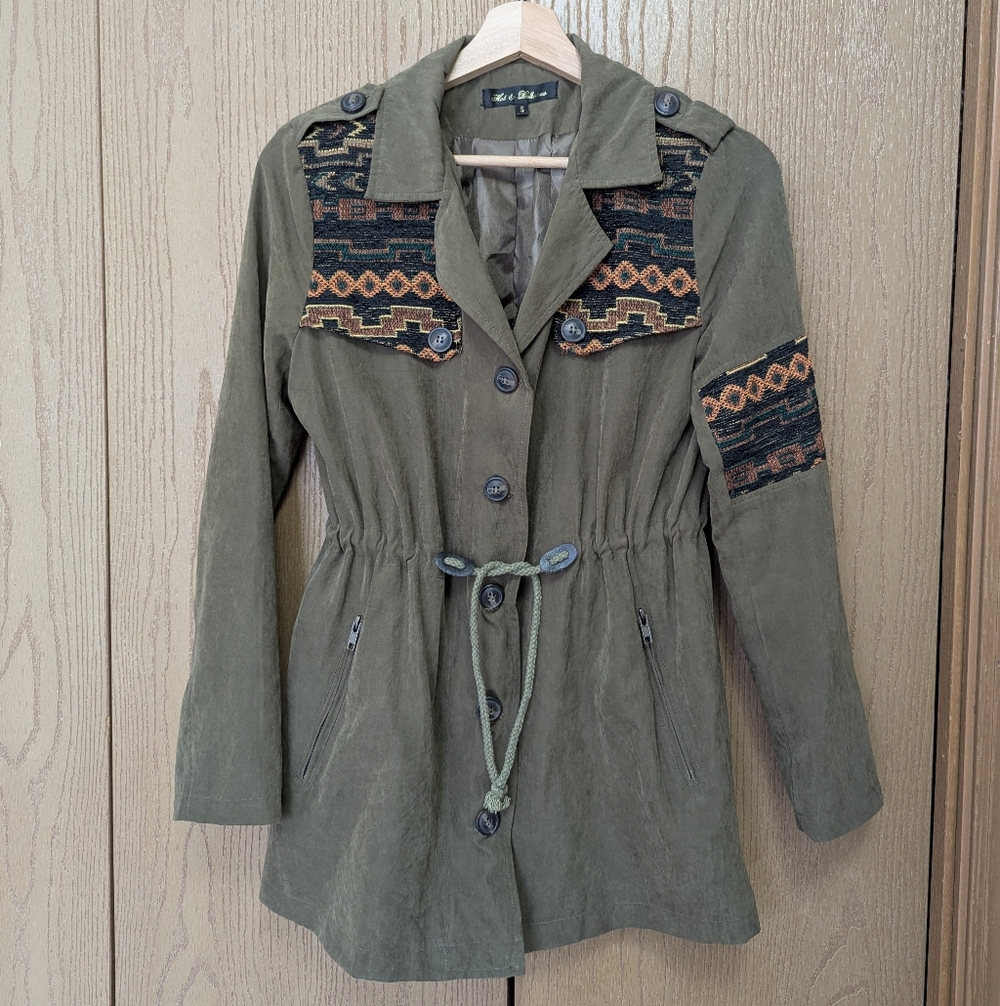 Hot & Delicious Trench Style Jacket With Woven Panels